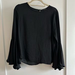 Black Bell Sleeve Blouse